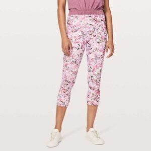 Lululemon Pink Floral Wunder Under High Waist 21" Leggings Size 8